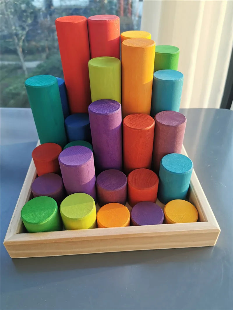 Large Wooden Rainbow Building Rollers