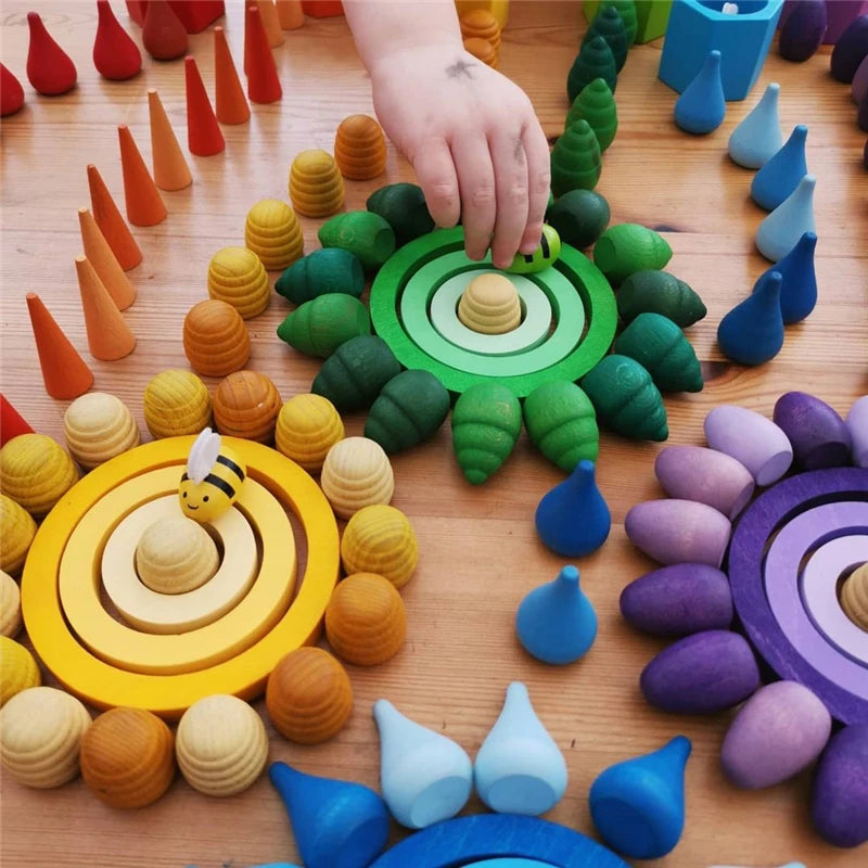 Wooden Rainbow Sensory Play Materials