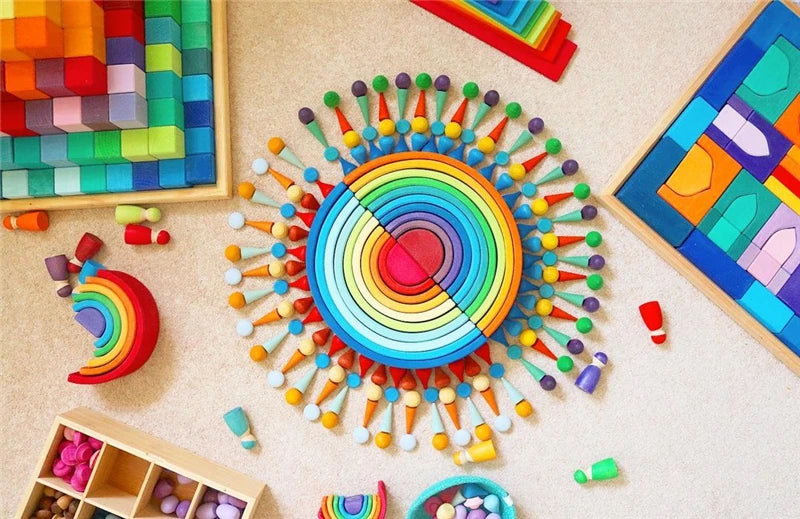 Wooden Rainbow Sensory Play Materials