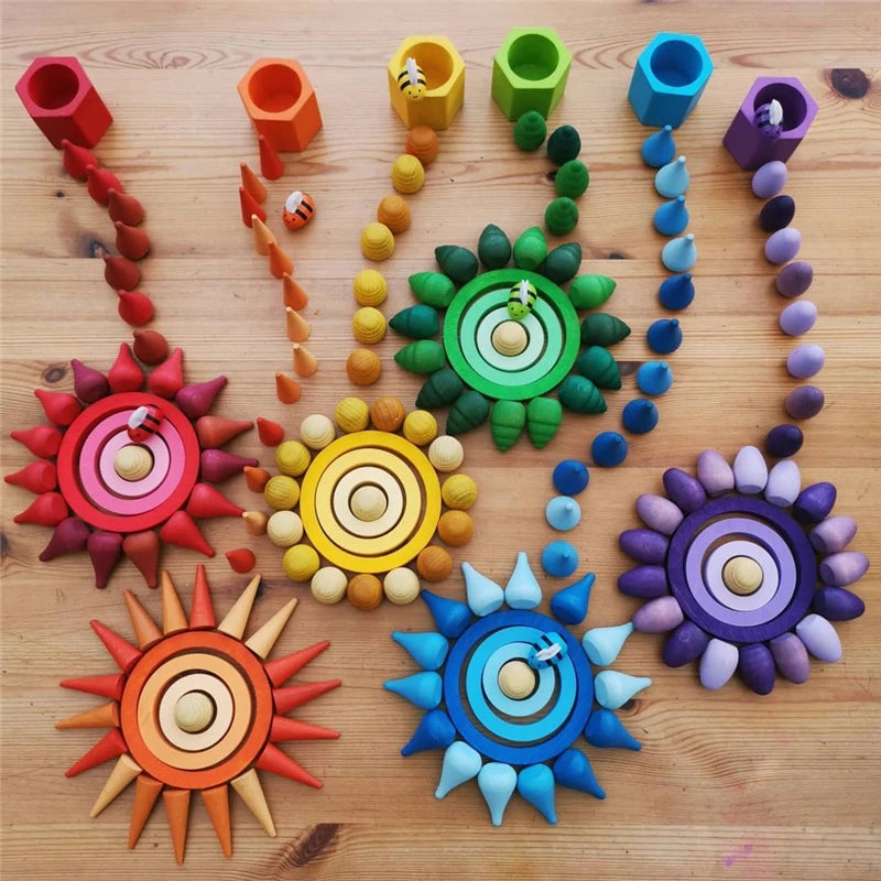 Wooden Rainbow Sensory Play Materials