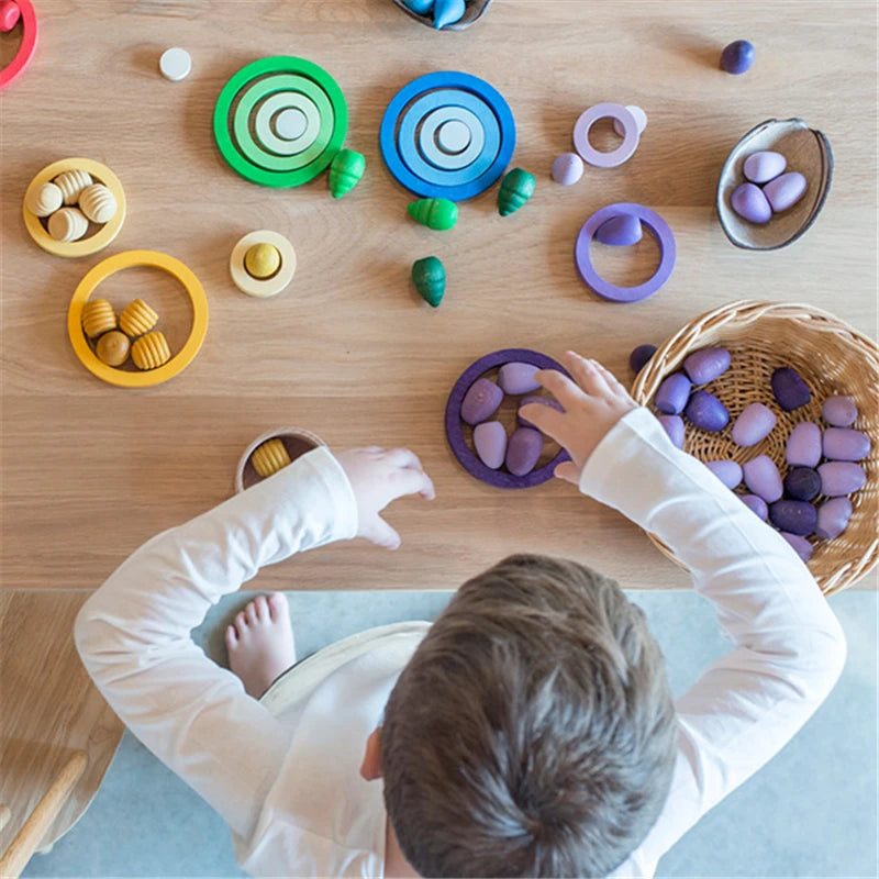 Wooden Rainbow Sensory Play Materials