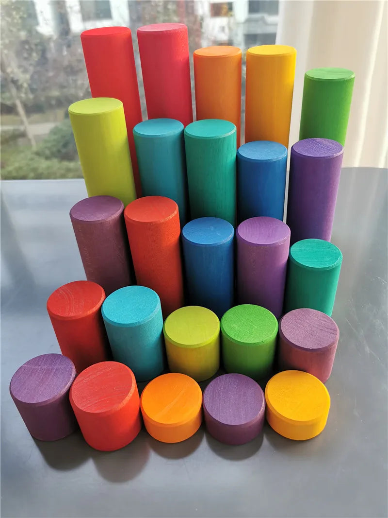 Large Wooden Rainbow Building Rollers