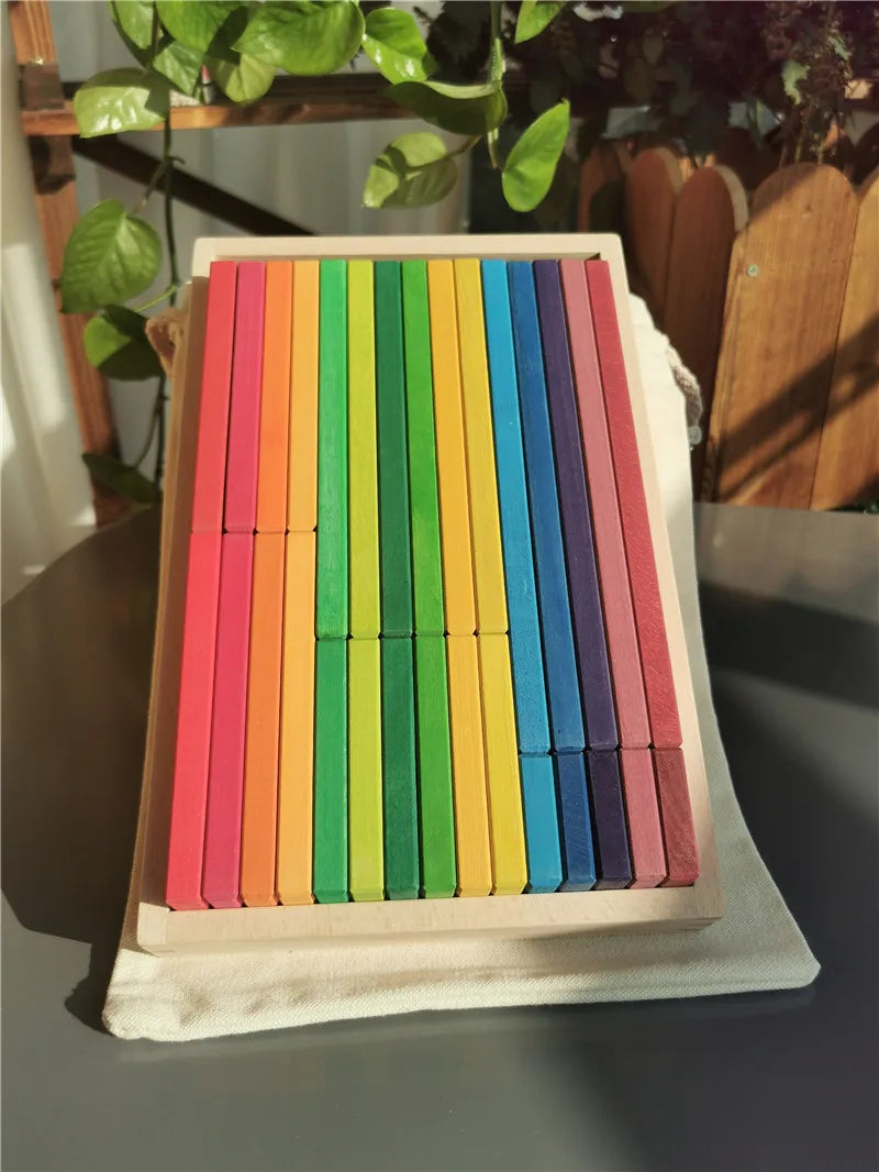 Large Rainbow Wood Building Slats