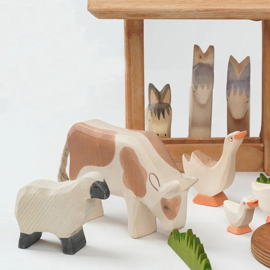 Handmade Wooden Farm Animal Friends