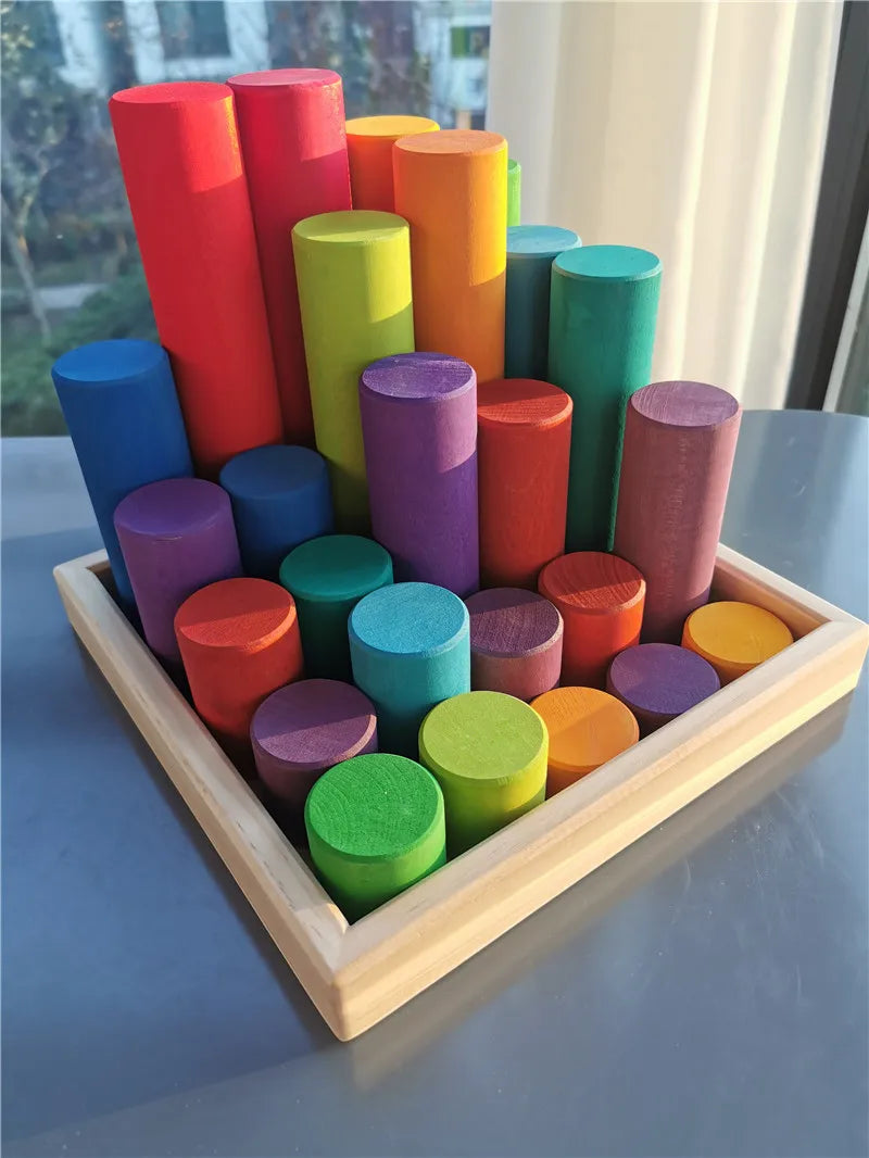 Large Wooden Rainbow Building Rollers