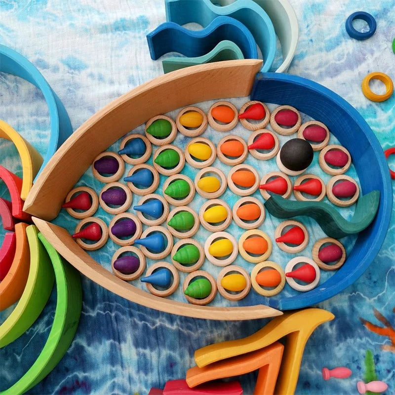 Wooden Rainbow Sensory Play Materials