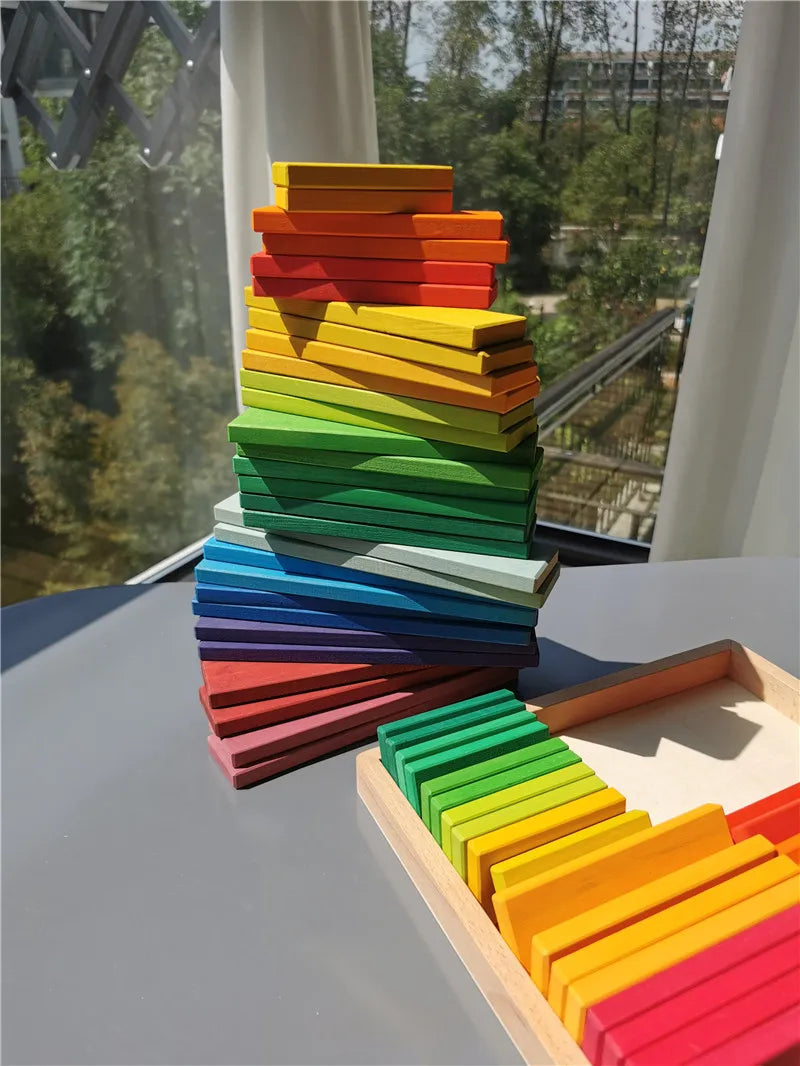 Large Rainbow Wood Building Slats