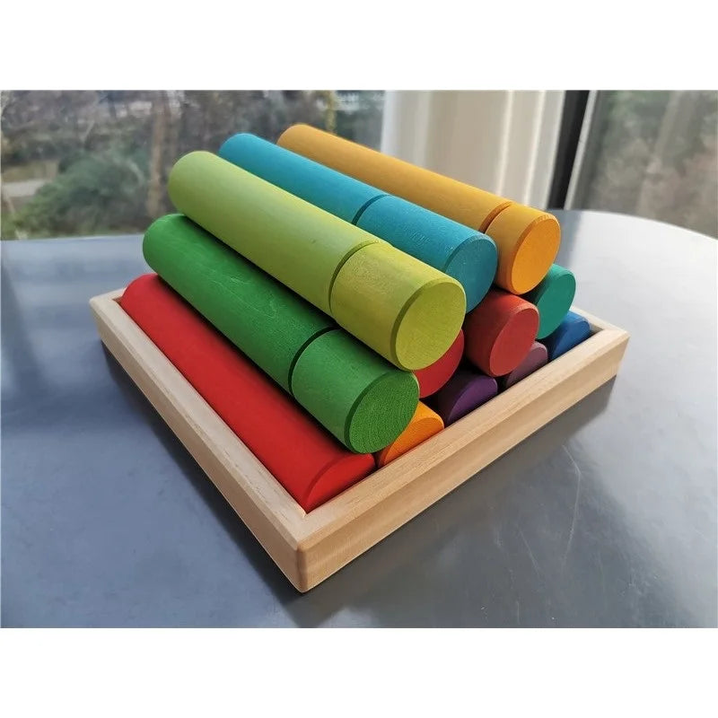 Large Wooden Rainbow Building Rollers