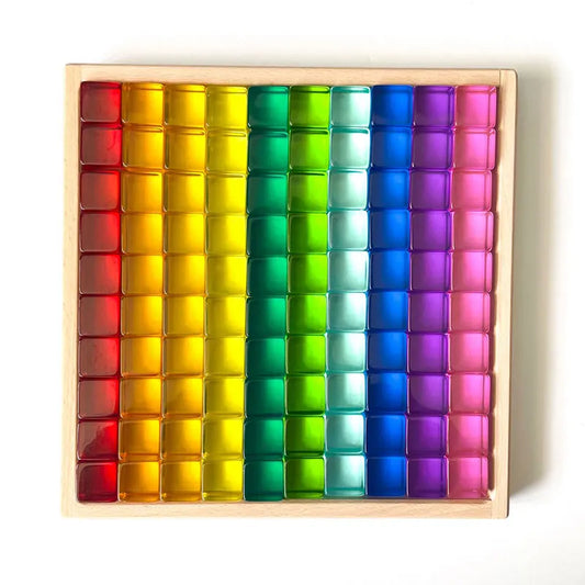 Rainbow Acrylic Lucent Cubes, Wooden Blocks & Gems