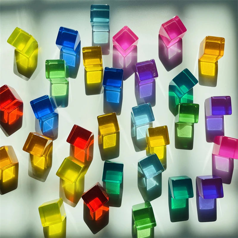 Rainbow Acrylic Lucent Cubes, Wooden Blocks & Gems