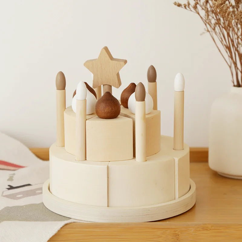 Wooden Pretend Birthday Cake