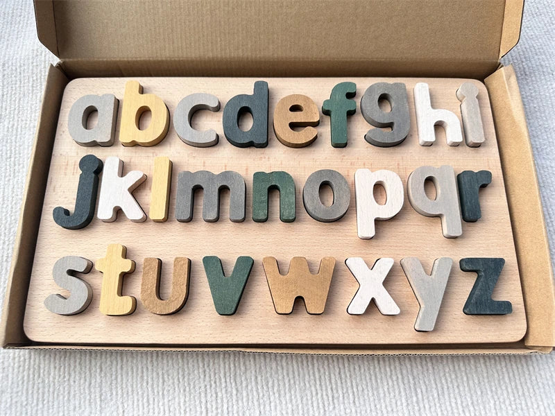 Montessori Wooden Rainbow Alphabet & Number Puzzle