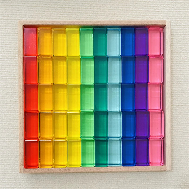 Rainbow Acrylic Lucent Cubes, Wooden Blocks & Gems