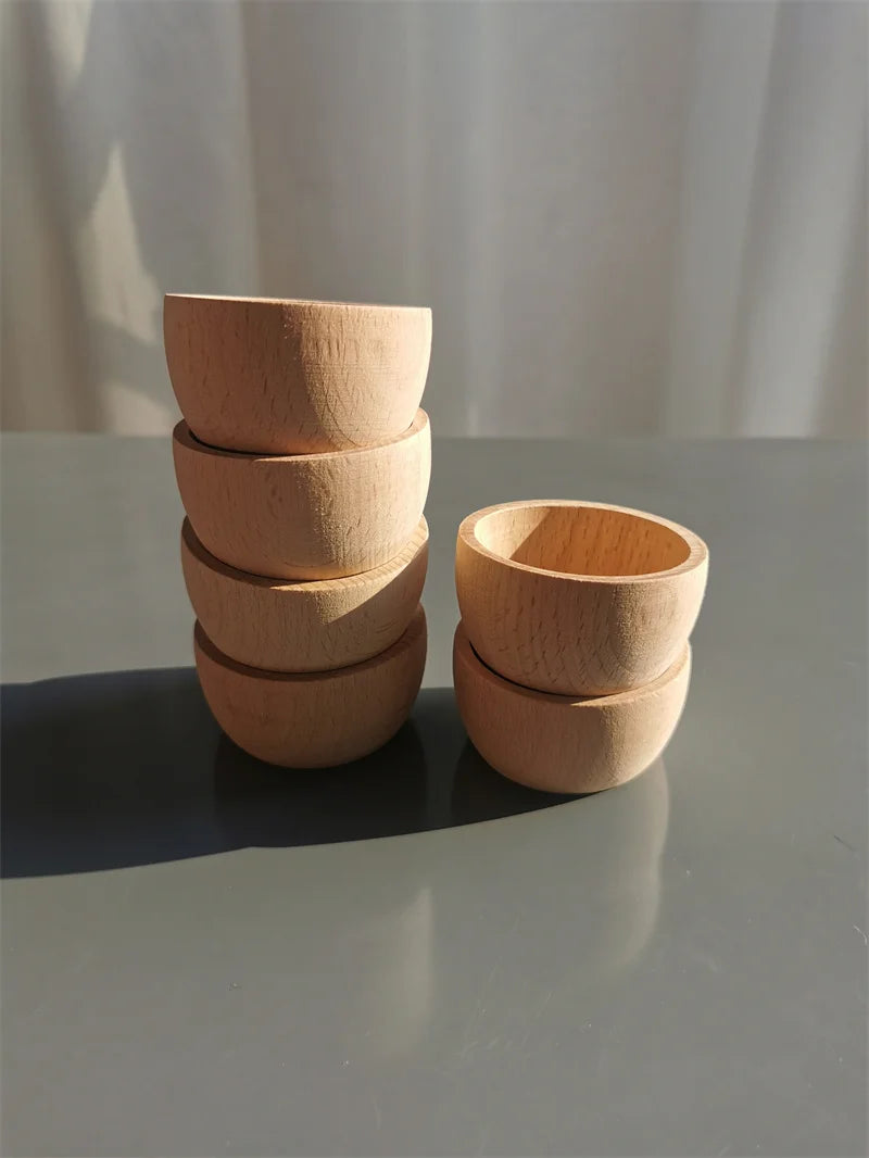 Wooden Rainbow Sorting Bowls