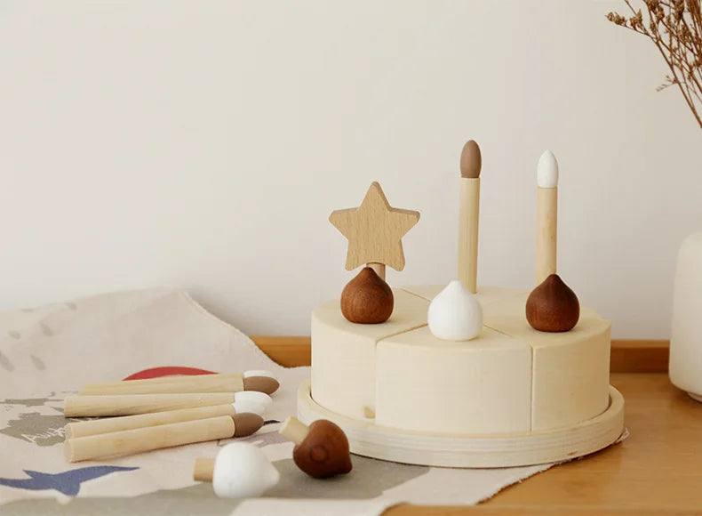 Wooden Pretend Birthday Cake