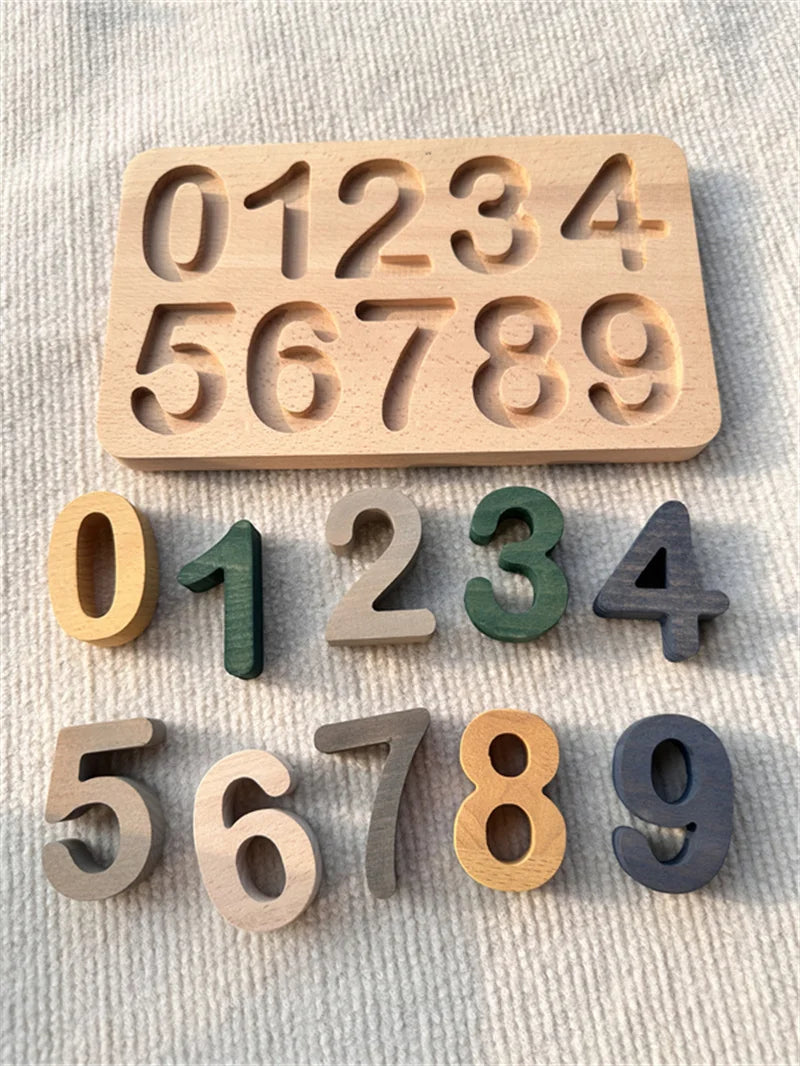 Montessori Wooden Rainbow Alphabet & Number Puzzle