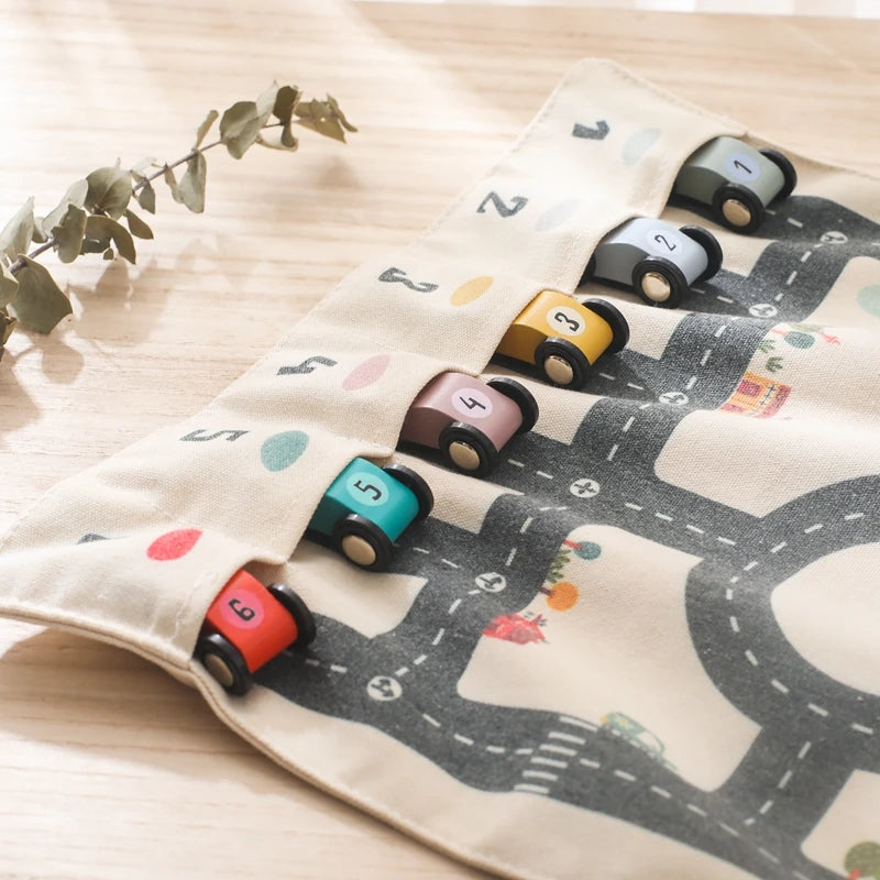 Travel Road Map Game with Wooden Cars & Dice