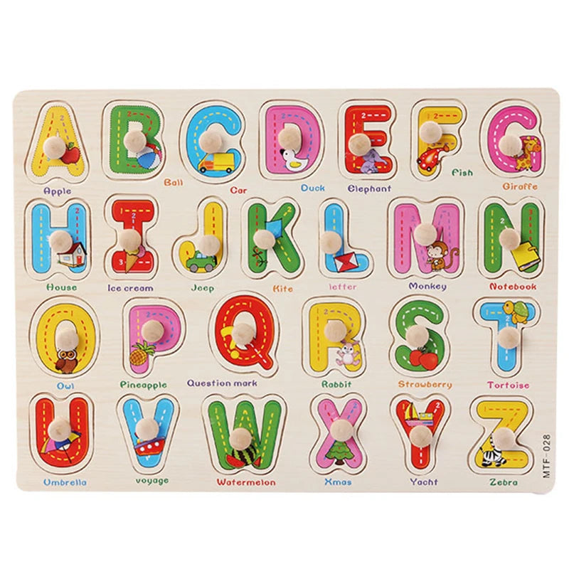 Wooden Number, Letter and Shape Puzzles