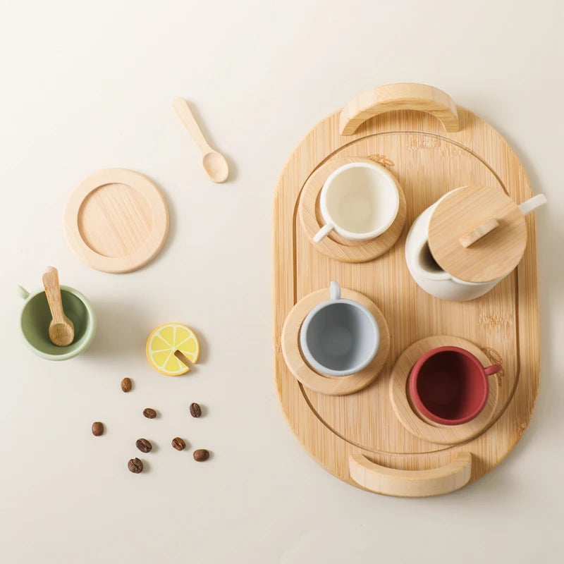 Wooden Toy Teapot and Teacups