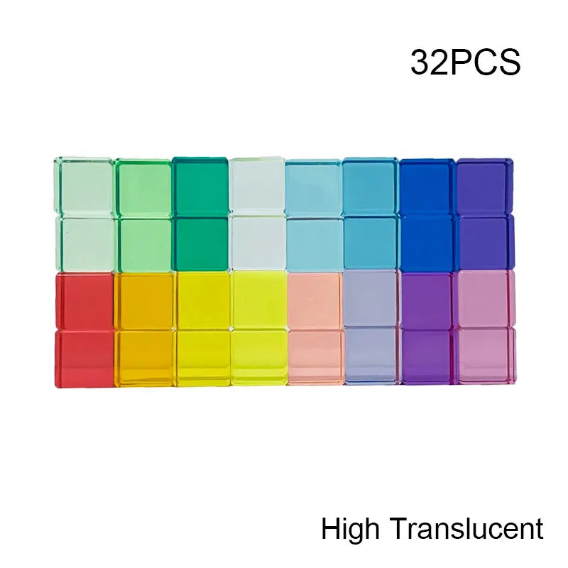 Rainbow Acrylic Lucent Cubes, Wooden Blocks & Gems