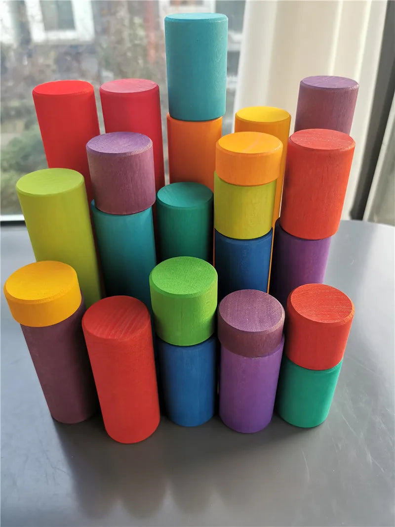 Large Wooden Rainbow Building Rollers