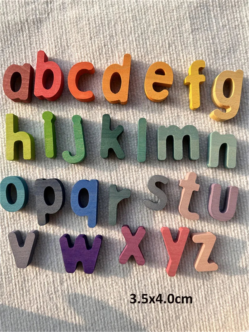 Montessori Wooden Rainbow Alphabet & Number Puzzle