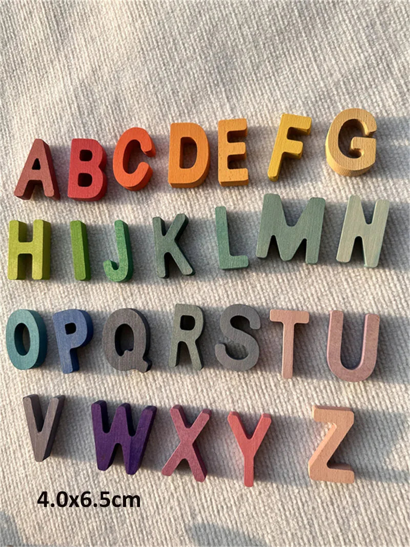 Montessori Wooden Rainbow Alphabet & Number Puzzle