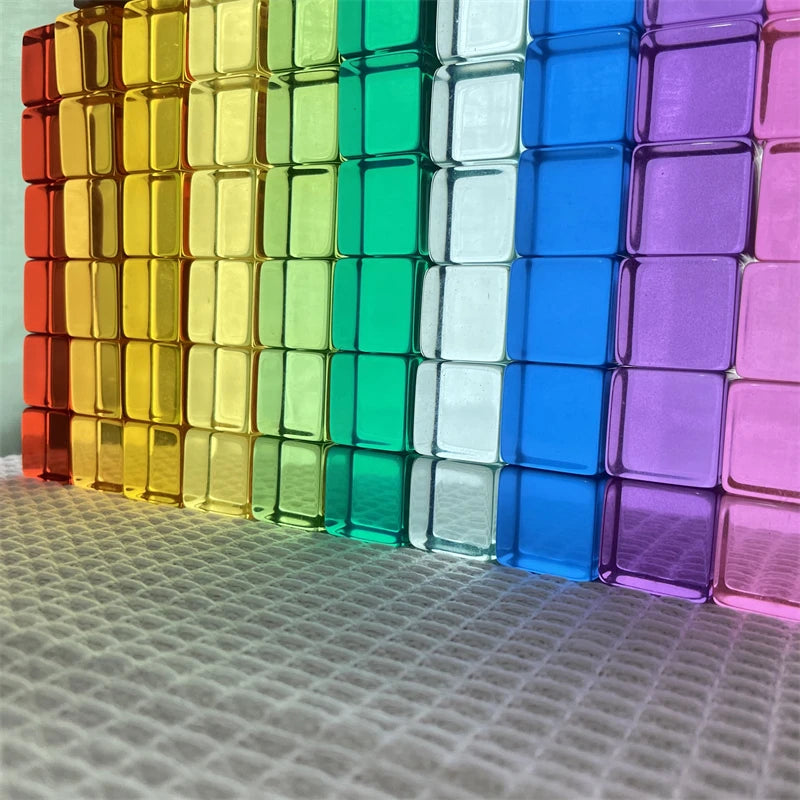 Rainbow Acrylic Lucent Cubes, Wooden Blocks & Gems