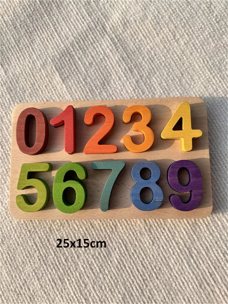 Montessori Wooden Rainbow Alphabet & Number Puzzle