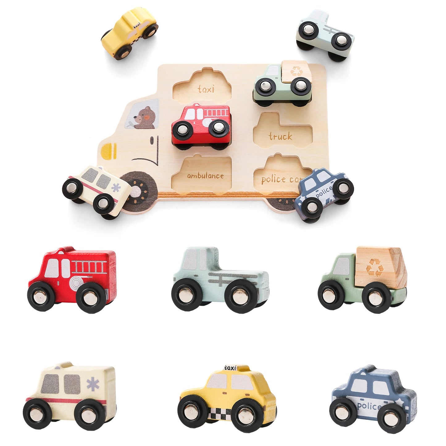 Wooden 3D Toy Vehicles Puzzle