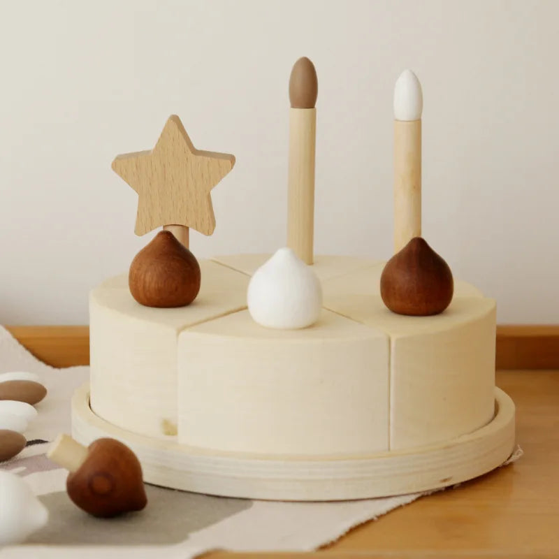 Wooden Pretend Birthday Cake