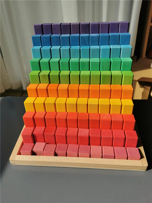 Large Wooden Rainbow Building Blocks Set