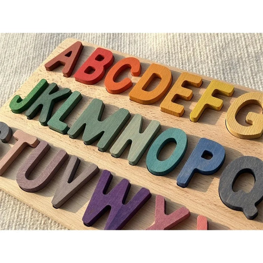 Montessori Wooden Rainbow Alphabet & Number Puzzle