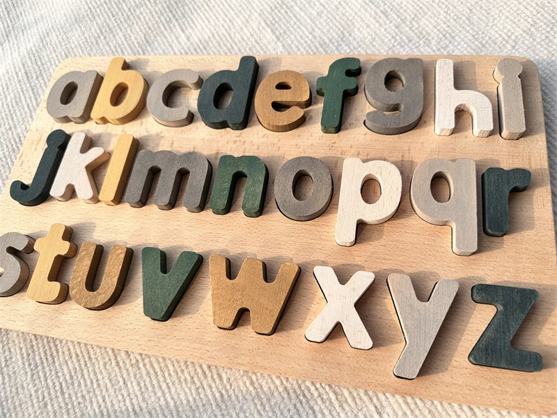 Montessori Wooden Rainbow Alphabet & Number Puzzle