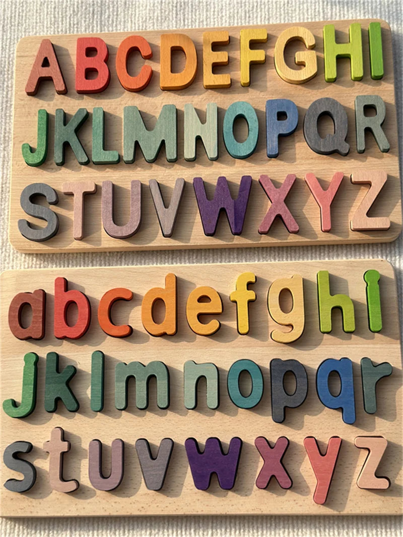 Montessori Wooden Rainbow Alphabet & Number Puzzle