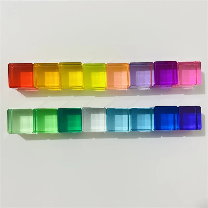 Rainbow Acrylic Lucent Cubes, Wooden Blocks & Gems