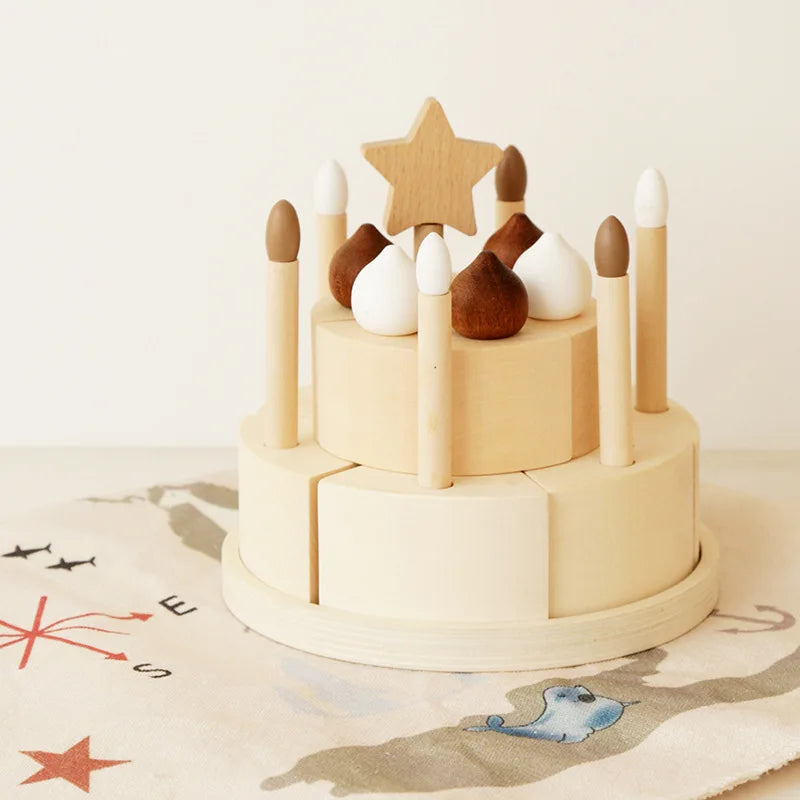 Wooden Pretend Birthday Cake