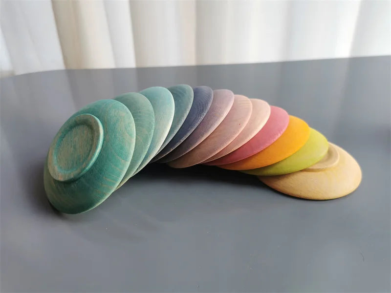 Wooden Rainbow Sorting Bowls